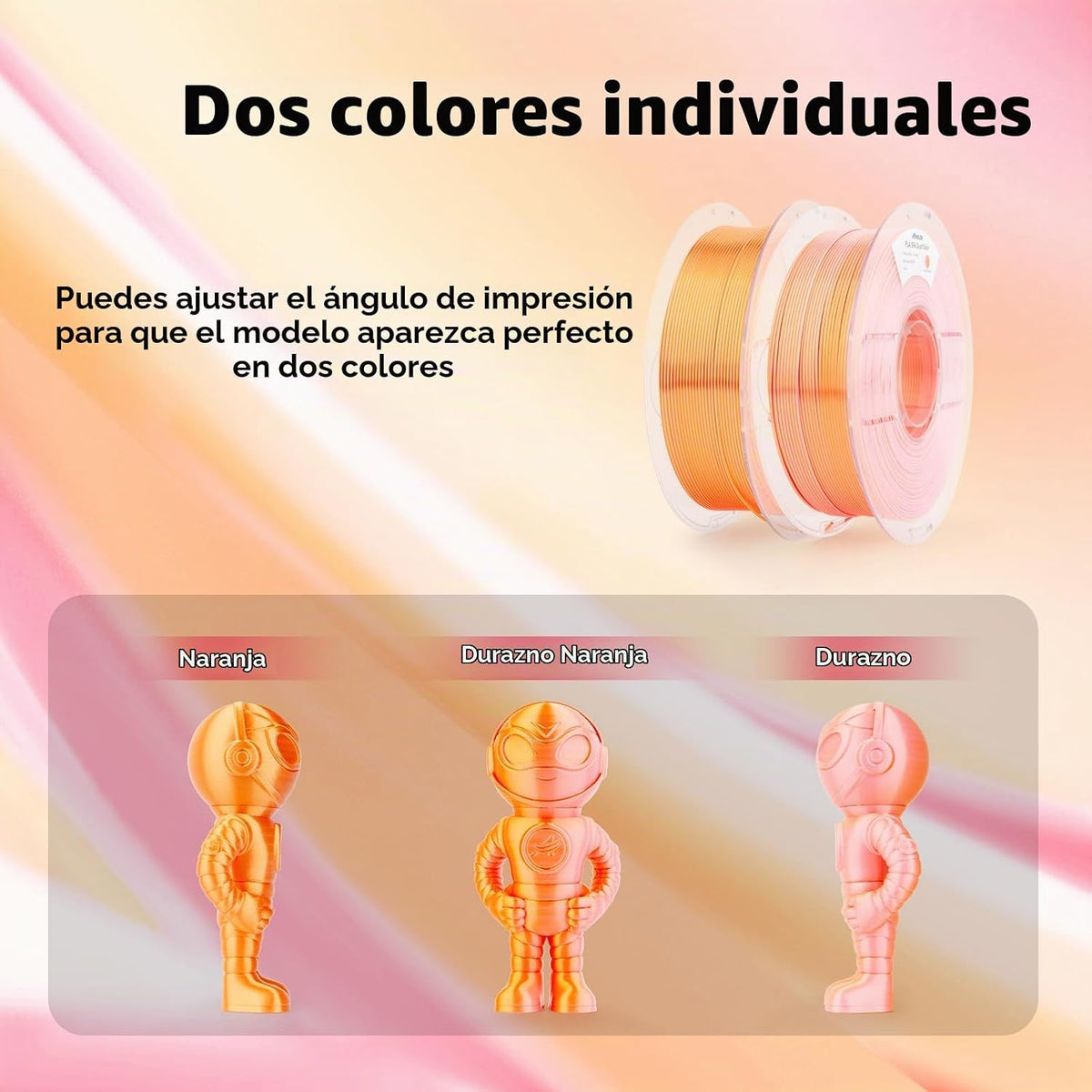 AMOLEN - Filamento de impresora 3D de seda PLA, PLA de dos colores...