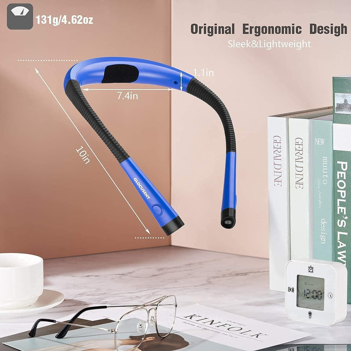Glocusent Luz LED de lectura para el cuello, luz de libro para leer...