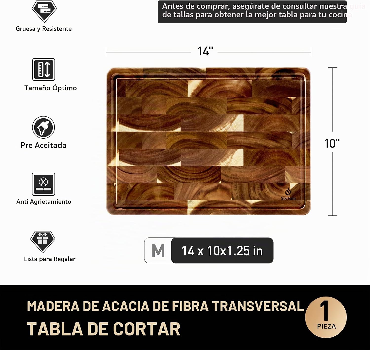 Tabla de Cortar de Fibra Final para Cocina con Pies Antideslizantes...