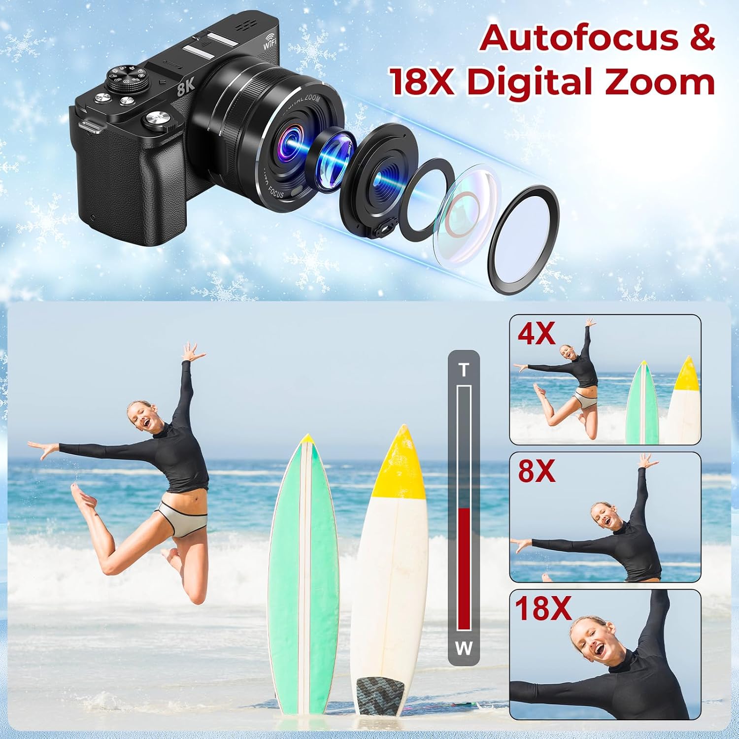 Cámaras digitales 8K para fotografía Cámara de vlogging con enfoque...