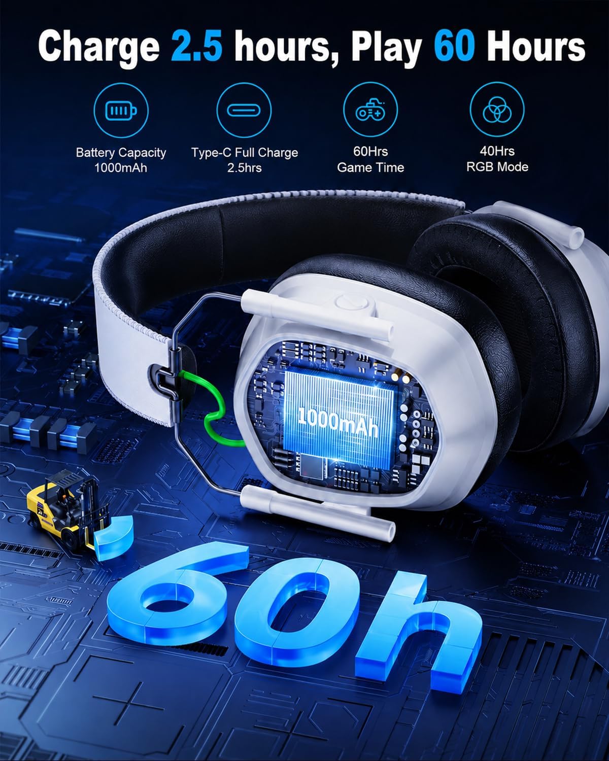 Auriculares inalámbricas para juegos para PS5, PS4, PC, Switch, lat...