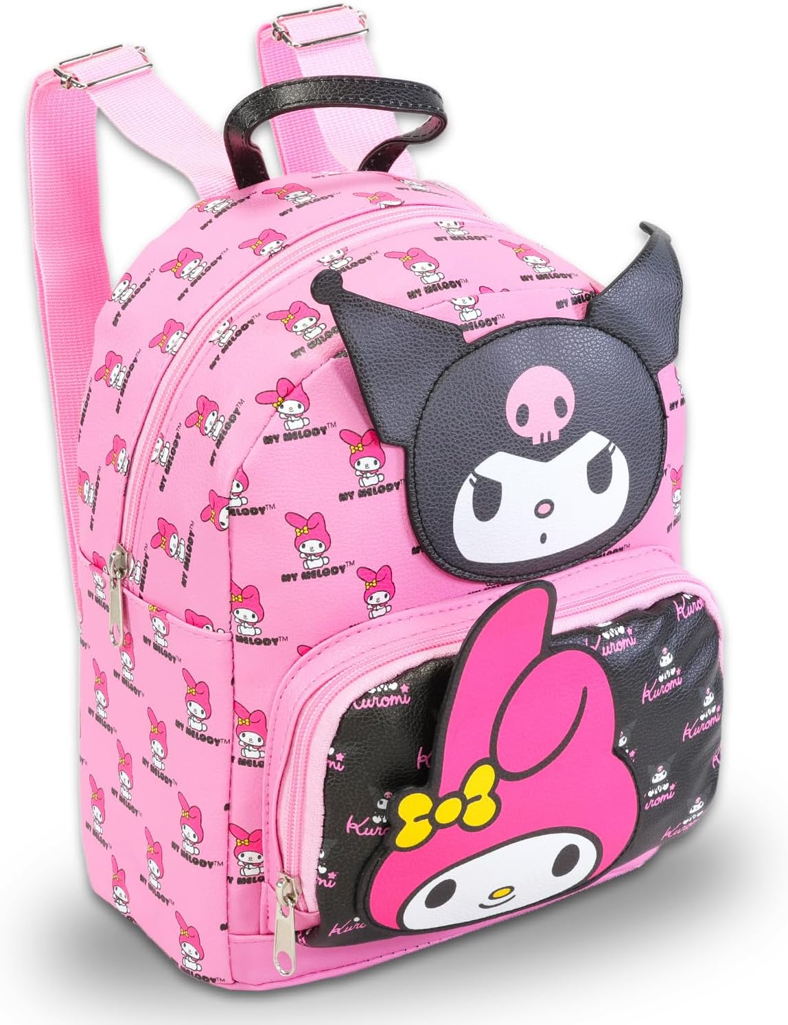 My Melody and Kuromi - Juego de mochila de piel sintética de 12 pul...