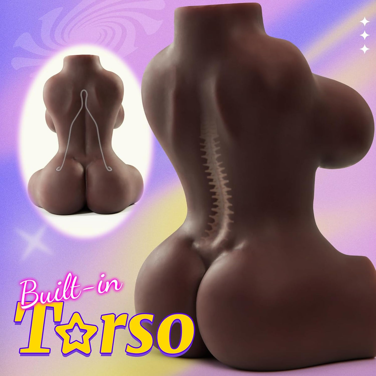 Muñeca Sexual de Piel de Ébano Masturbador Masculino con Senos Turg...
