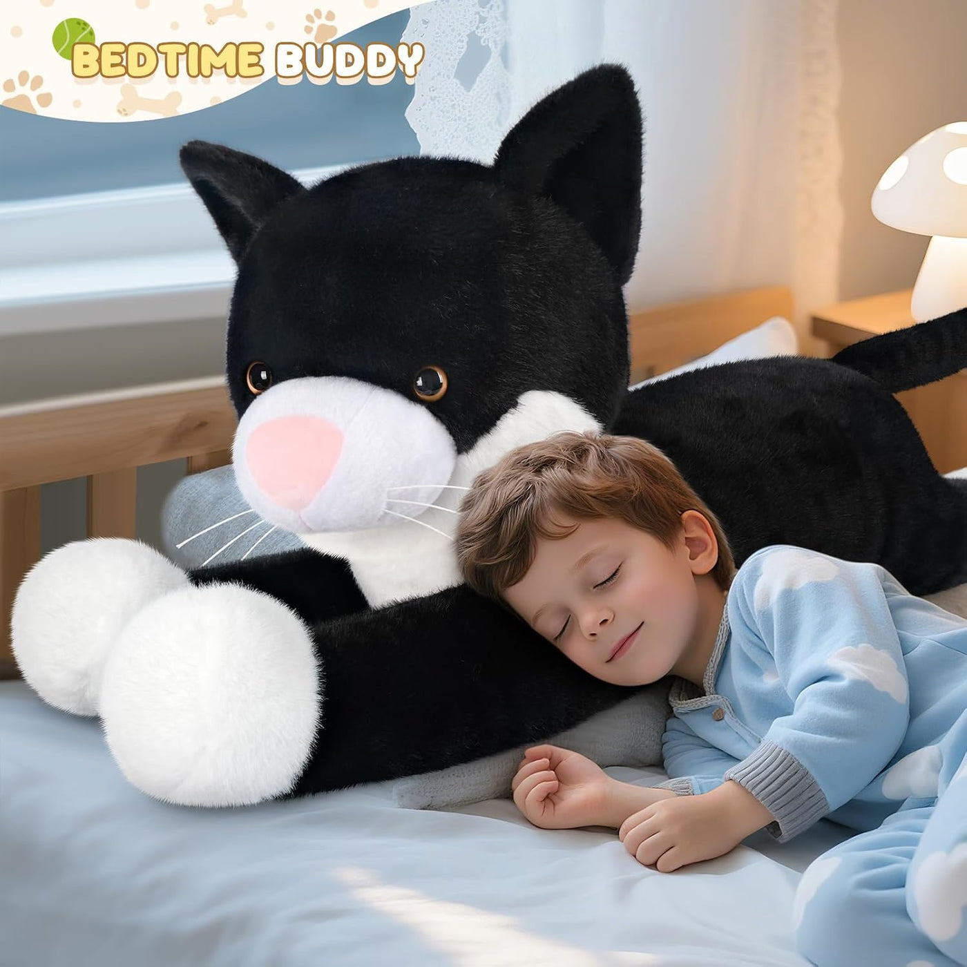 SuzziPals Peluche de Gato Esmoquin Blanco y Negro de 43 pulgadas, J...