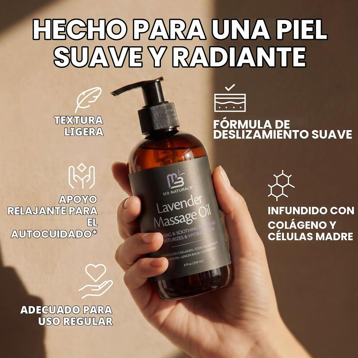 Aceite de masaje de lavanda para reafirmar la piel con colágeno | A...