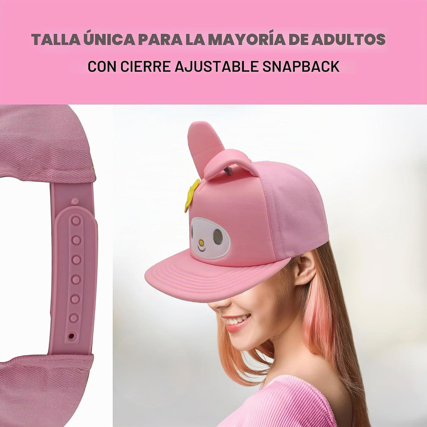 Hello Kitty Gorra de béisbol, gorra Snapback para mujer con ala pla...