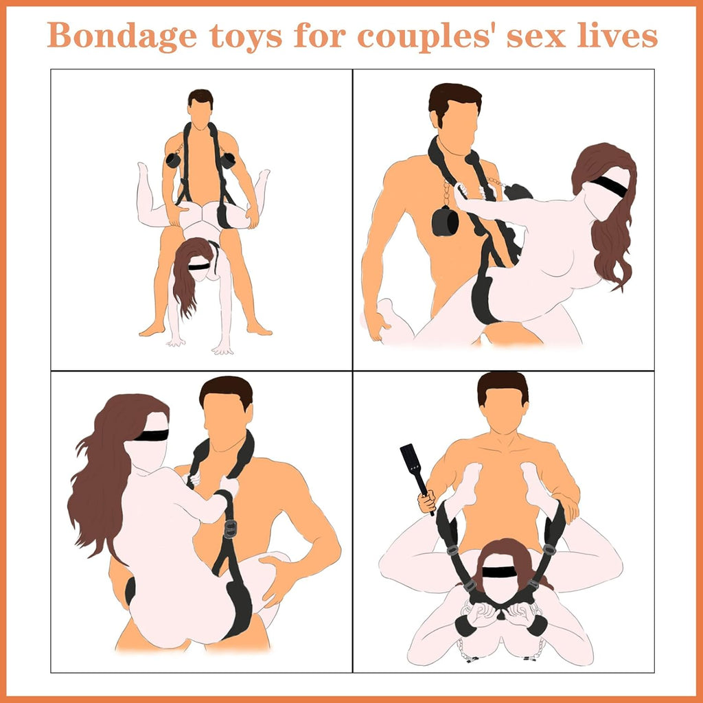 Sex Bondage Kit BDSM, Abrazaderas para pezones, Paleta de nalgadas,...