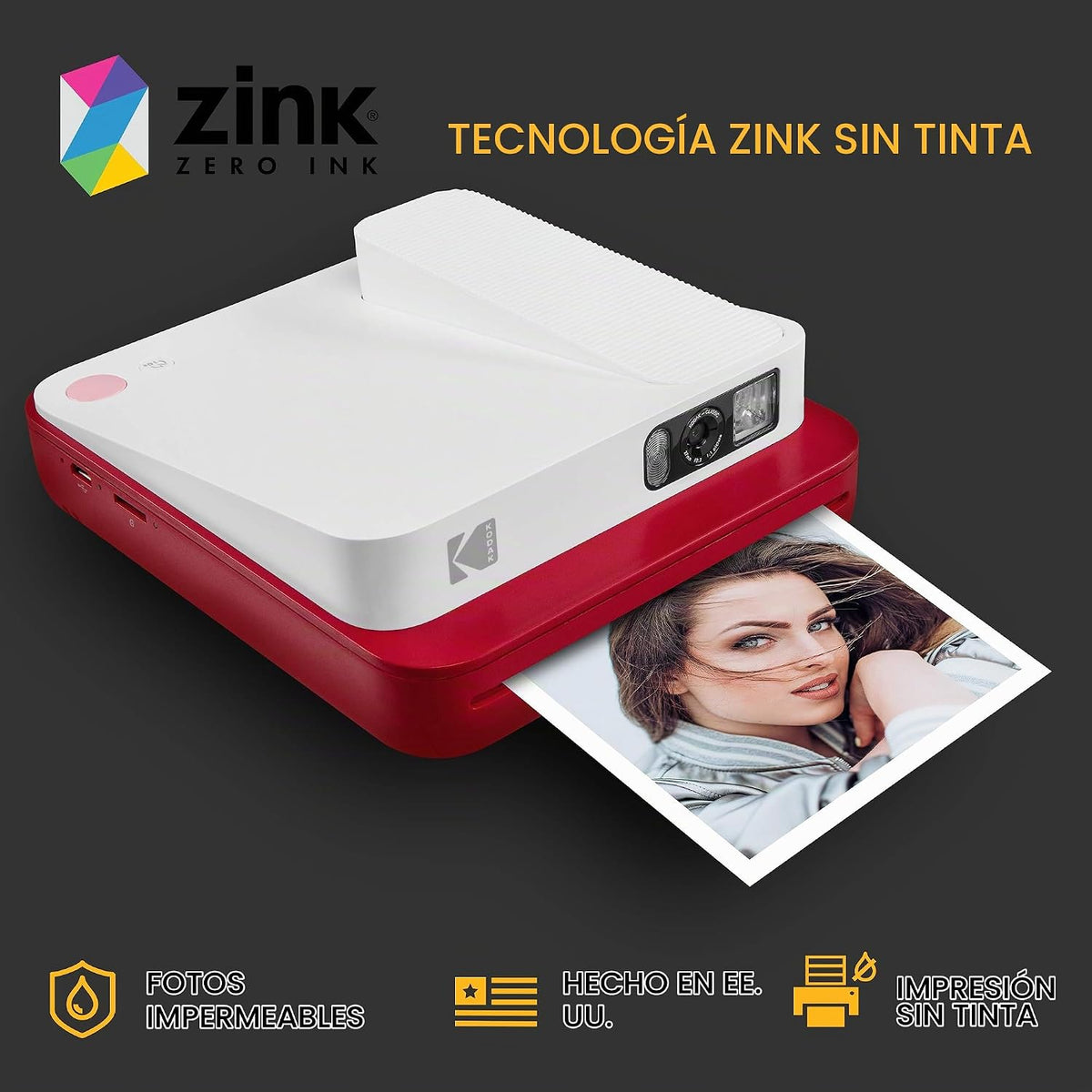 Kodak - Papel fotográfico con impresión Zink de alta calidad de 3.5...
