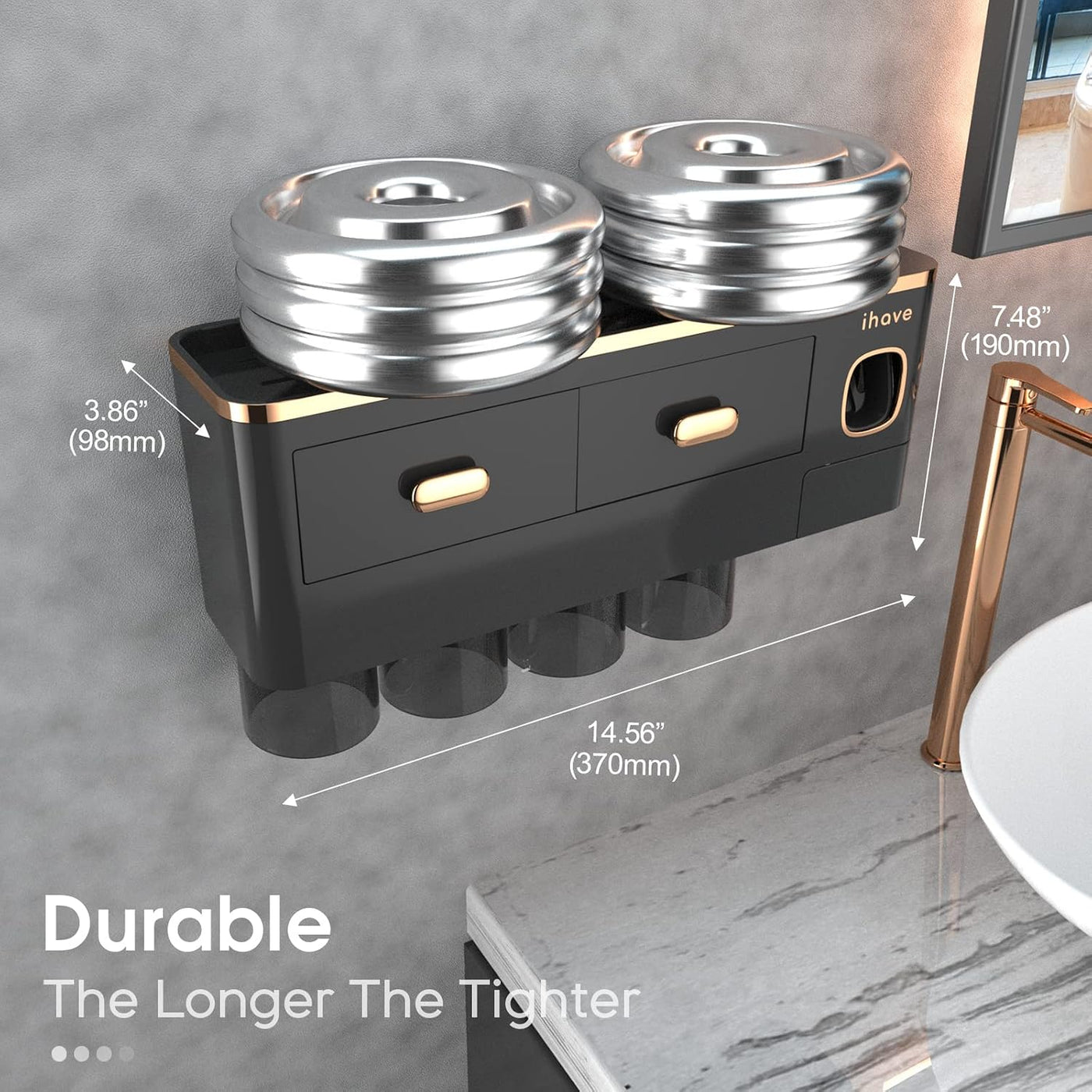 iHave - Portacepillos de dientes de pared para baños con dispensado...