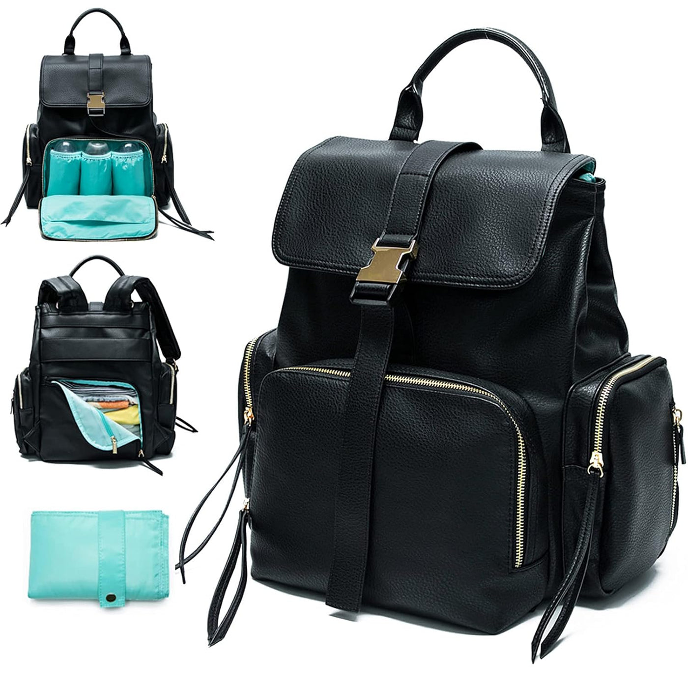 Mochila para pañales Mominside, mochila de cuero para mujer, bolsa...