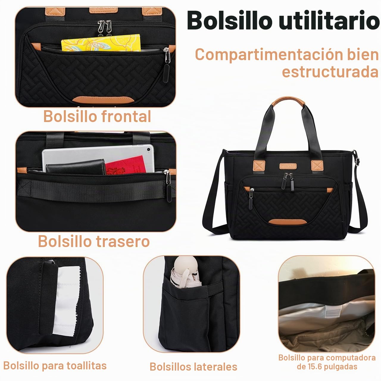 Bolsa de pañales FHELAD, bolso de pañales 4 en 1 con compartimento...