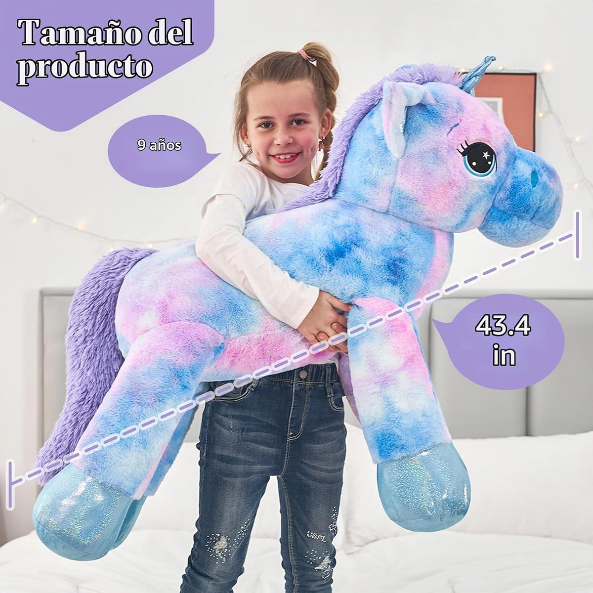 Muiteiur Animal de peluche de unicornio de 43.4 pulgadas, unicornio...