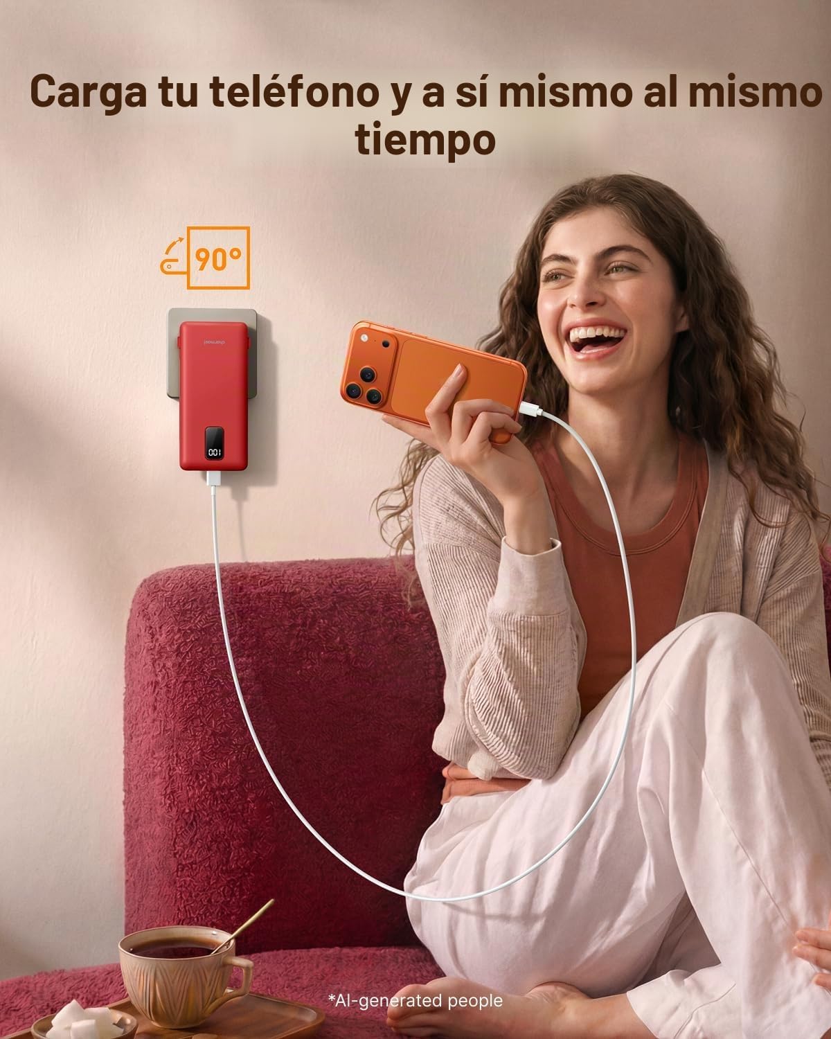 charmast Cargador portátil de 10000 mAh con cables incorporados y e...