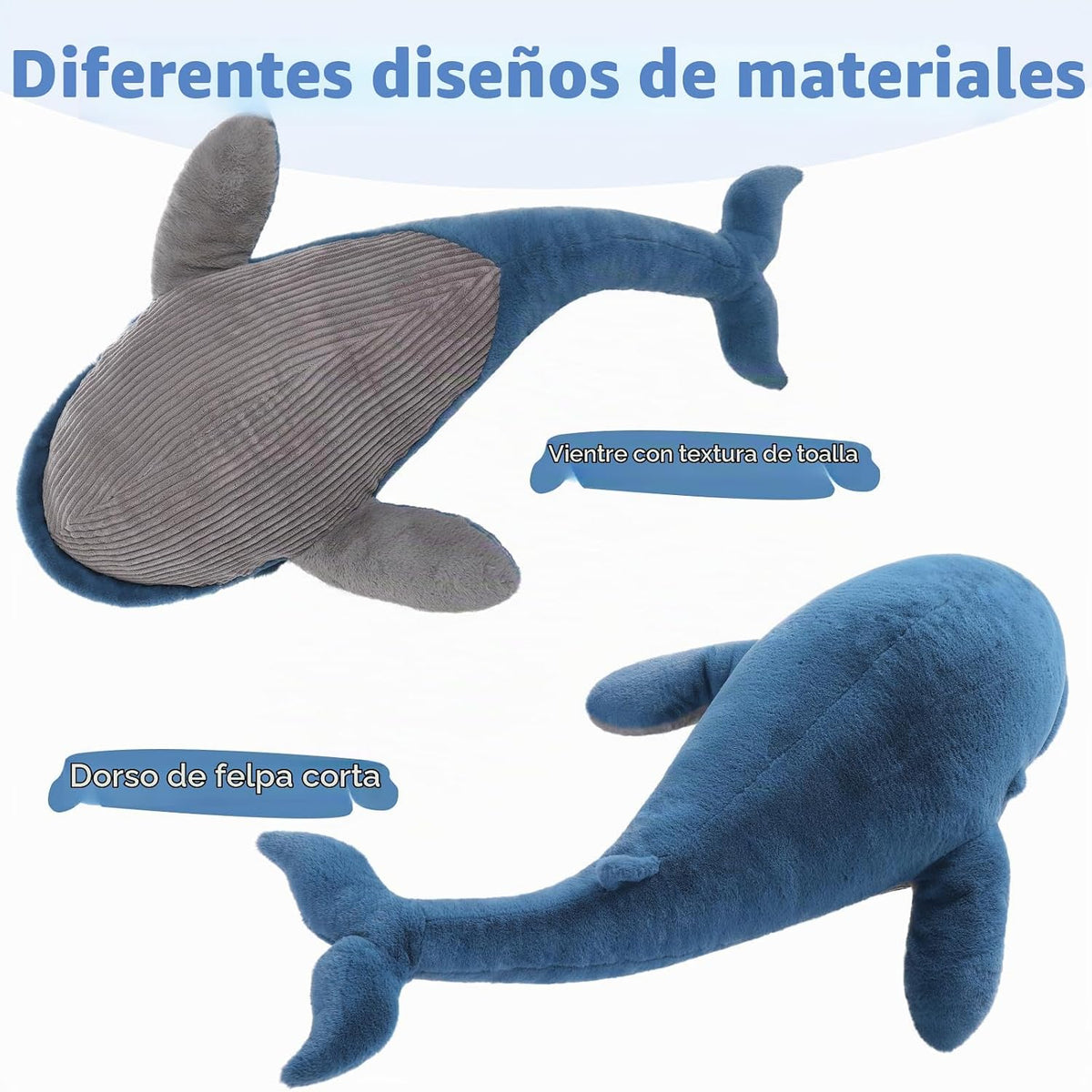 MaoGoLan Ballena de Peluche Rellena de 43 pulgadas, Almohada Grande...