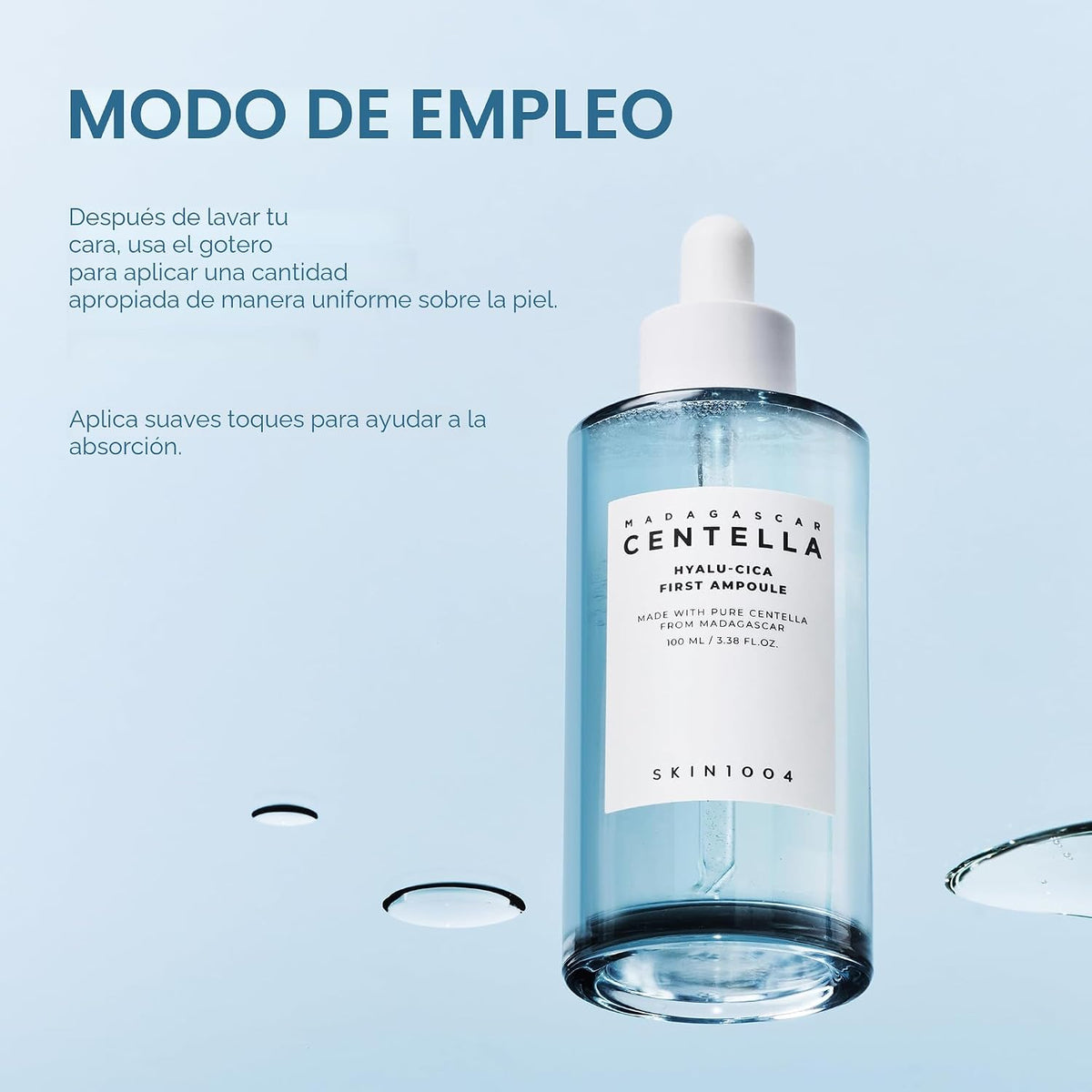 SKIN1004 Hyalu-Cica First Ampolla, suero coreano para rostro con ác...