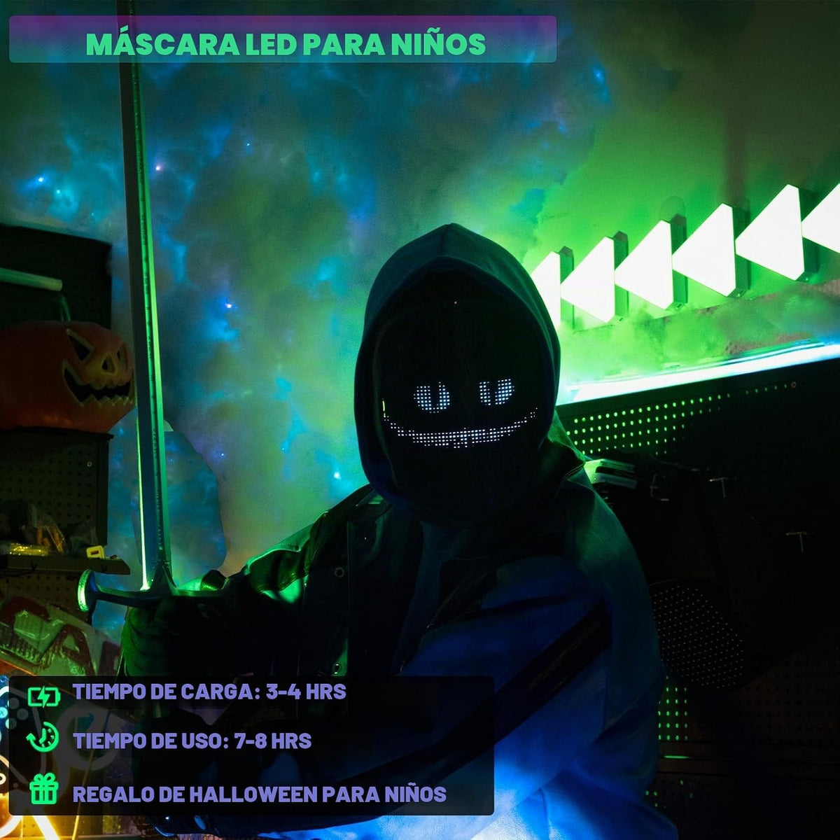 Foggizo Máscara LED con aplicación "Fiebre de Cosplay", más...