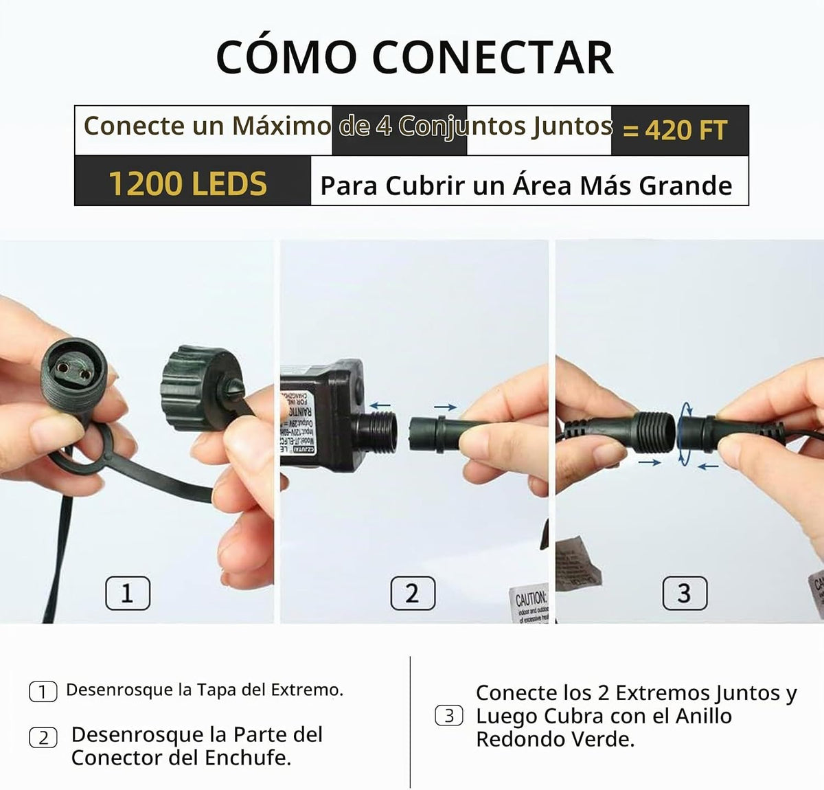MZD8391 Guirnalda de luces de Navidad de 105 pies, 300 luces LED pa...