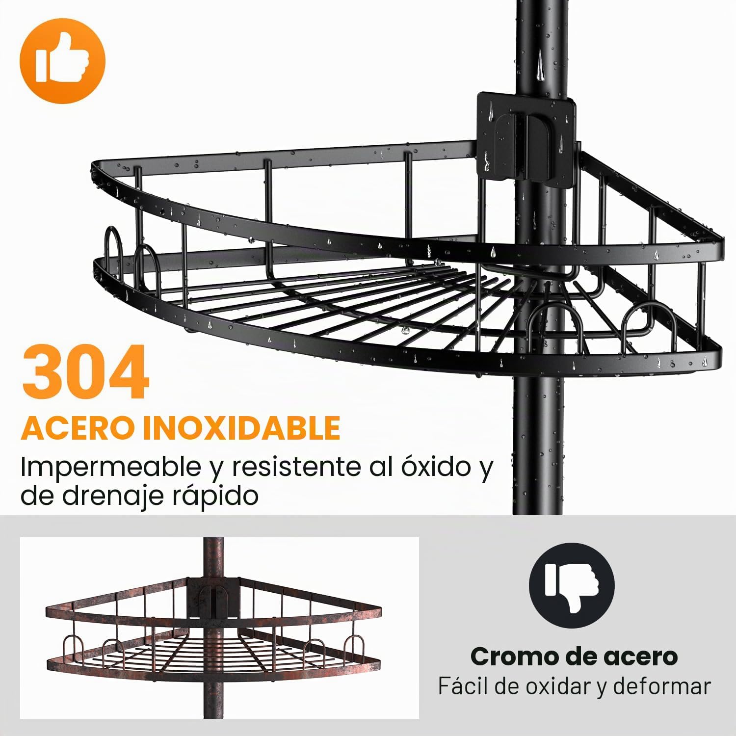 Estante organizador de ducha con poste de tensión: estantes organiz...