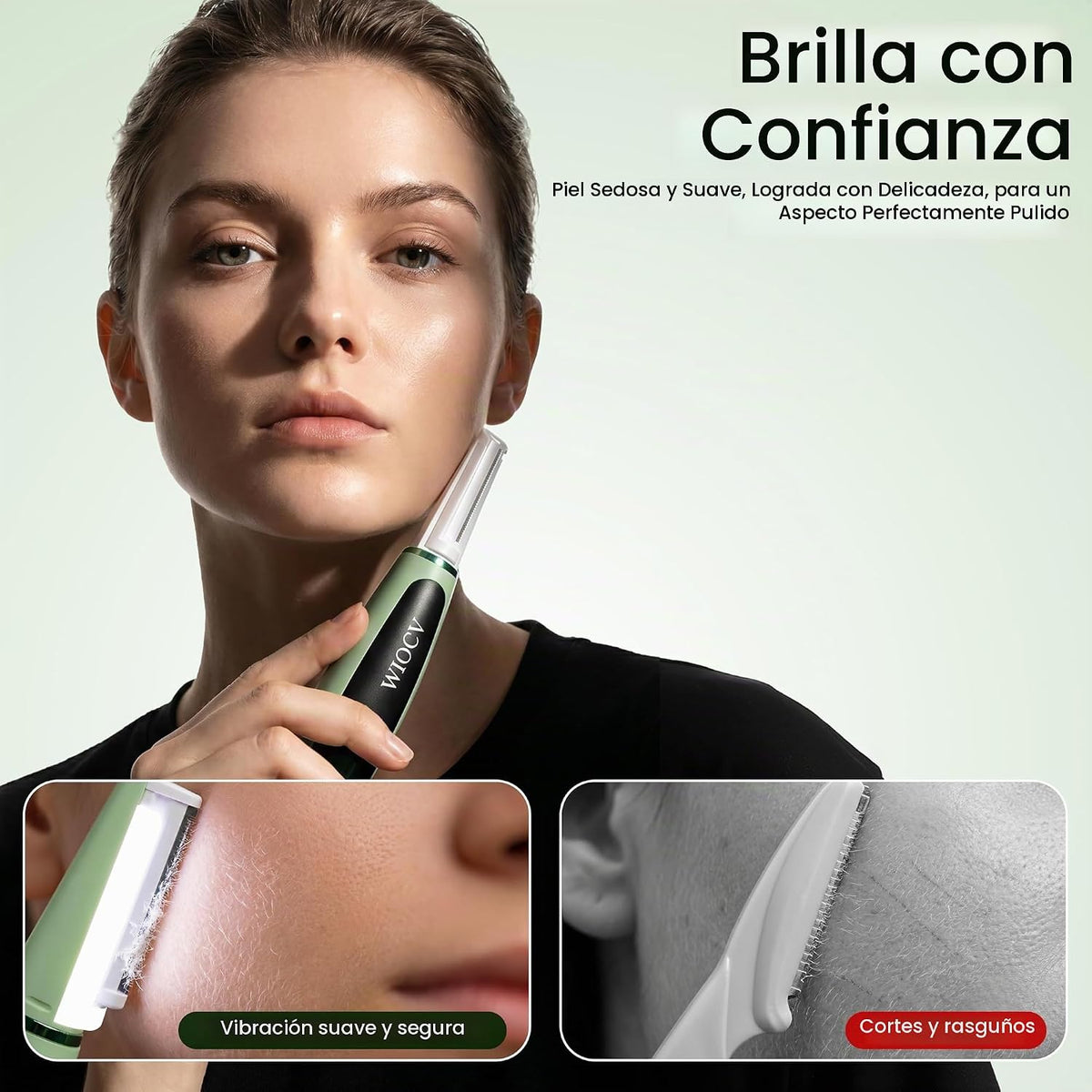 Wiocv Sonic Dermaplane Razor para mujer cara eléctrica vello facial...