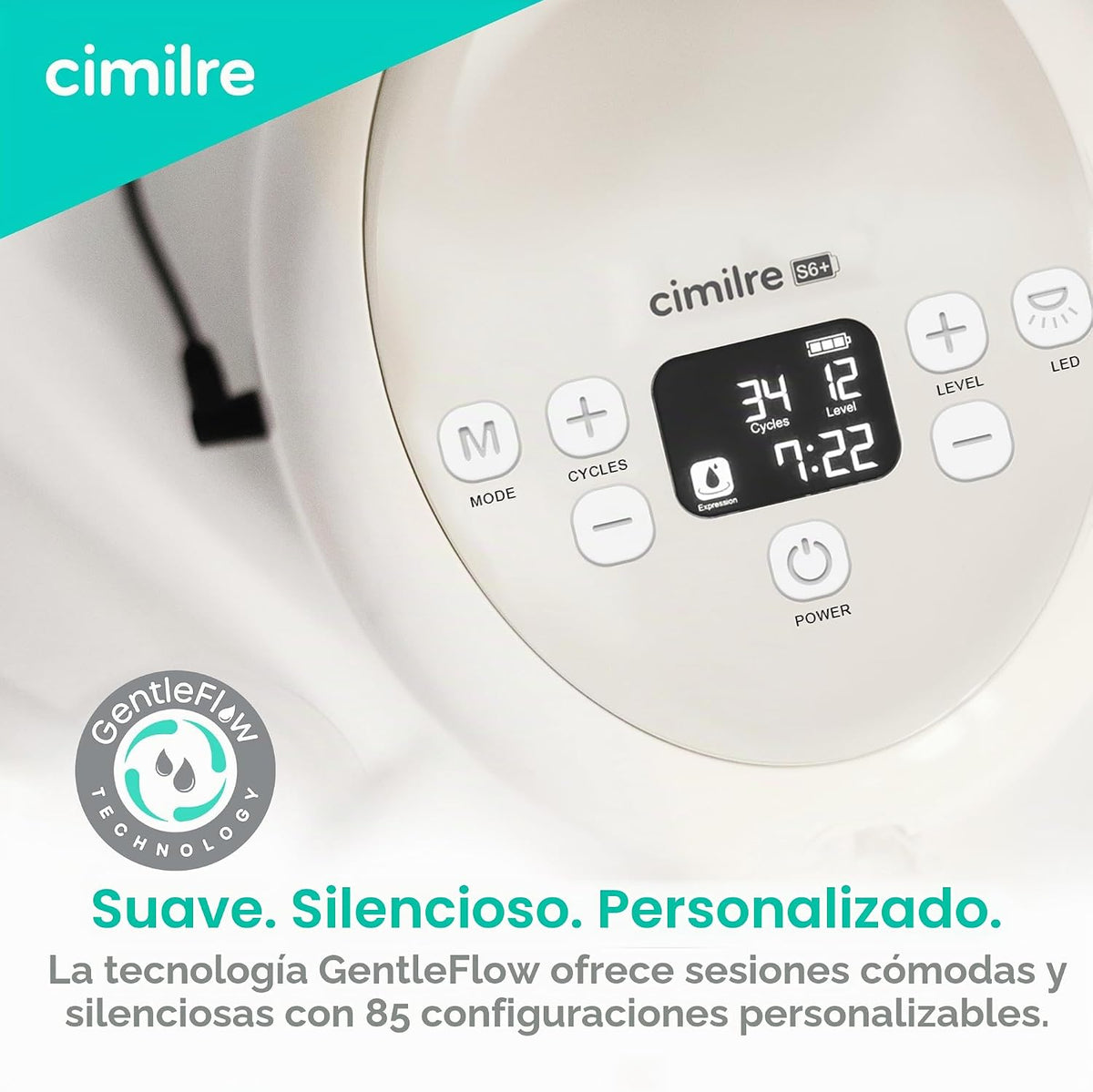 Extractor de leche eléctrico doble recargable ajustable Cimilre S6+...