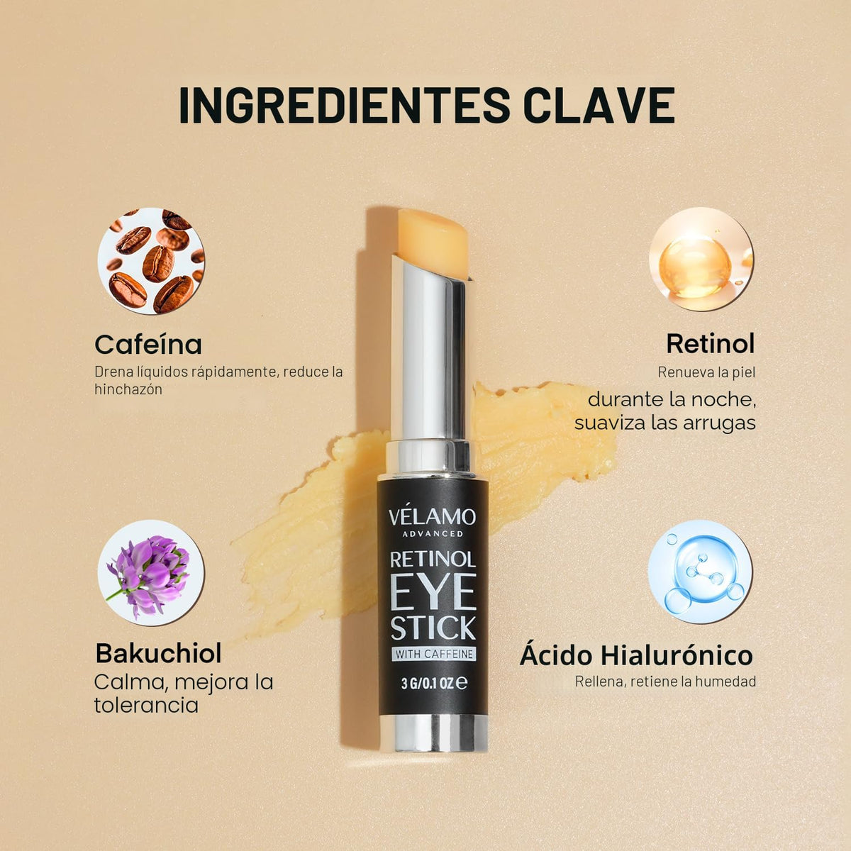 VELAMO ADVANCED Retinol Eye Stick: Crema de ojos de retinol para oj...