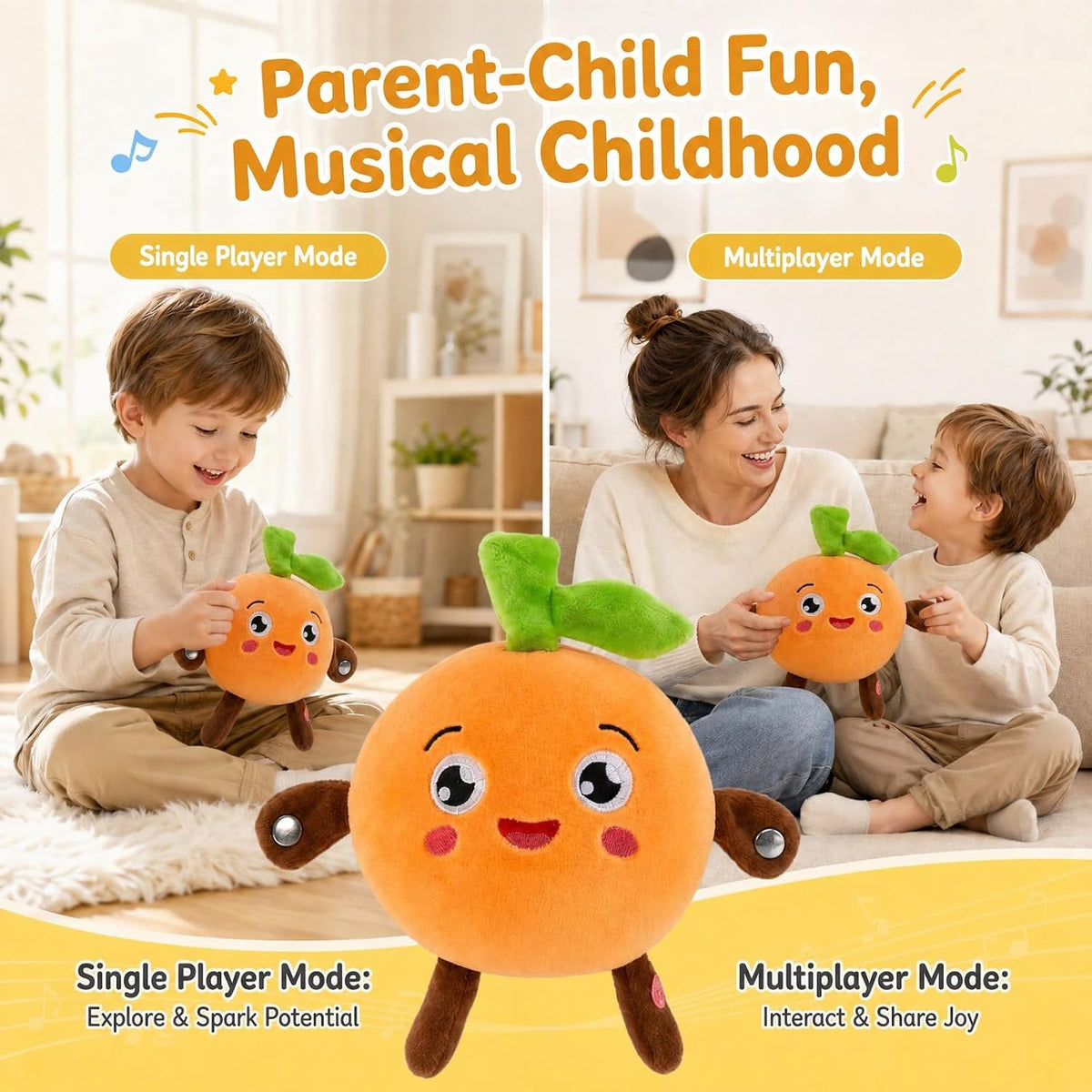 DoddyFun Juego de juguetes de peluche interactivos con música para...