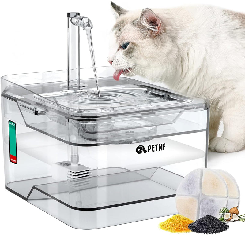 Fuente de agua para gatos, fuente de agua para mascotas mejorada 20...