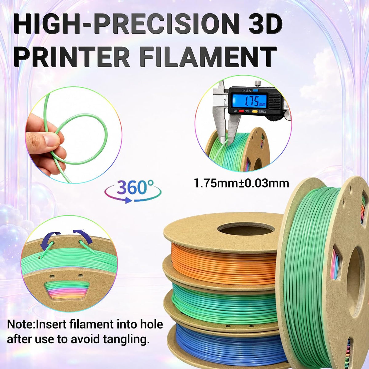 Frucindra Paquete de filamentos para impresora 3D de seda PLA+ tric...
