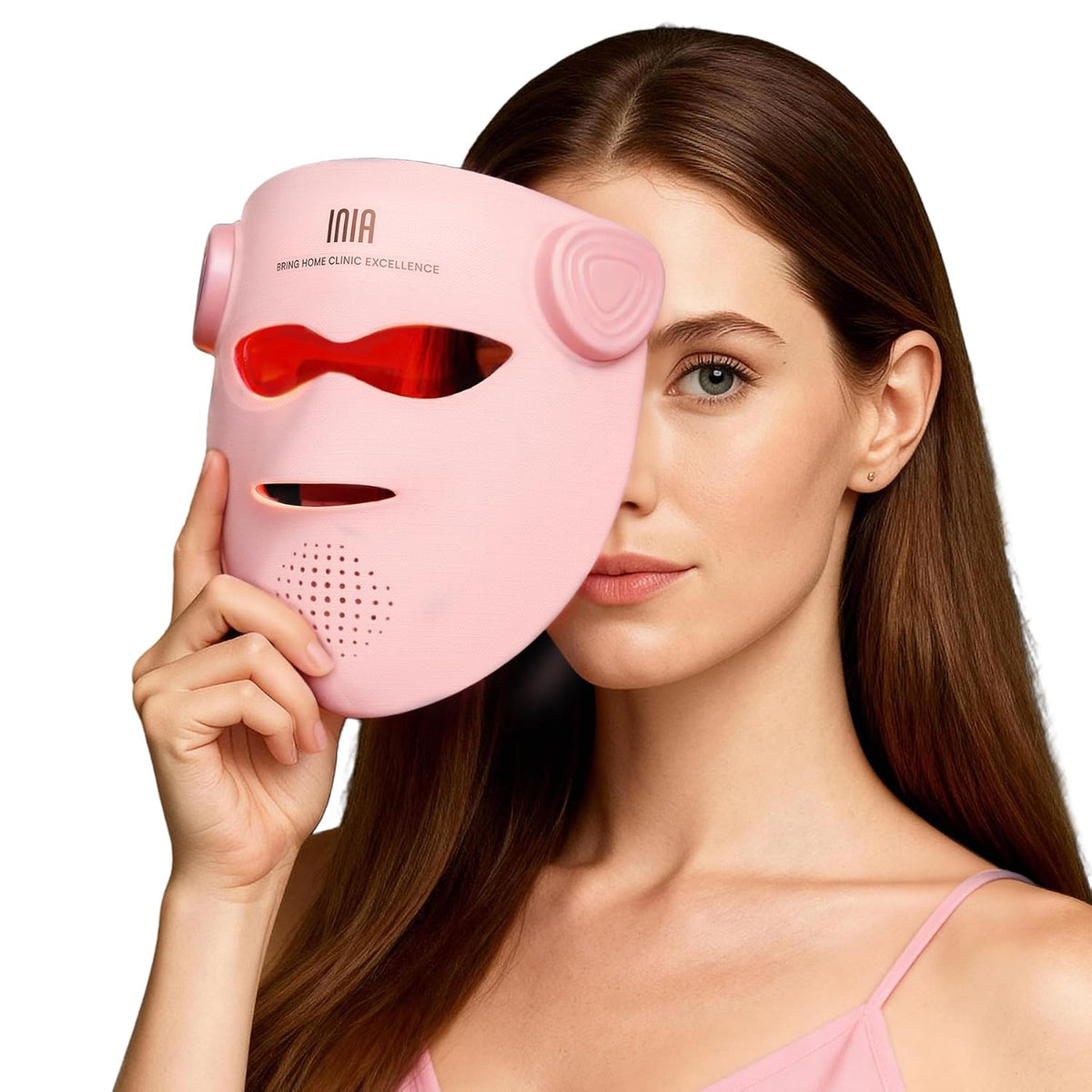 INIA Glow 4D Máscara inalámbrica de terapia de luz roja para cara,...