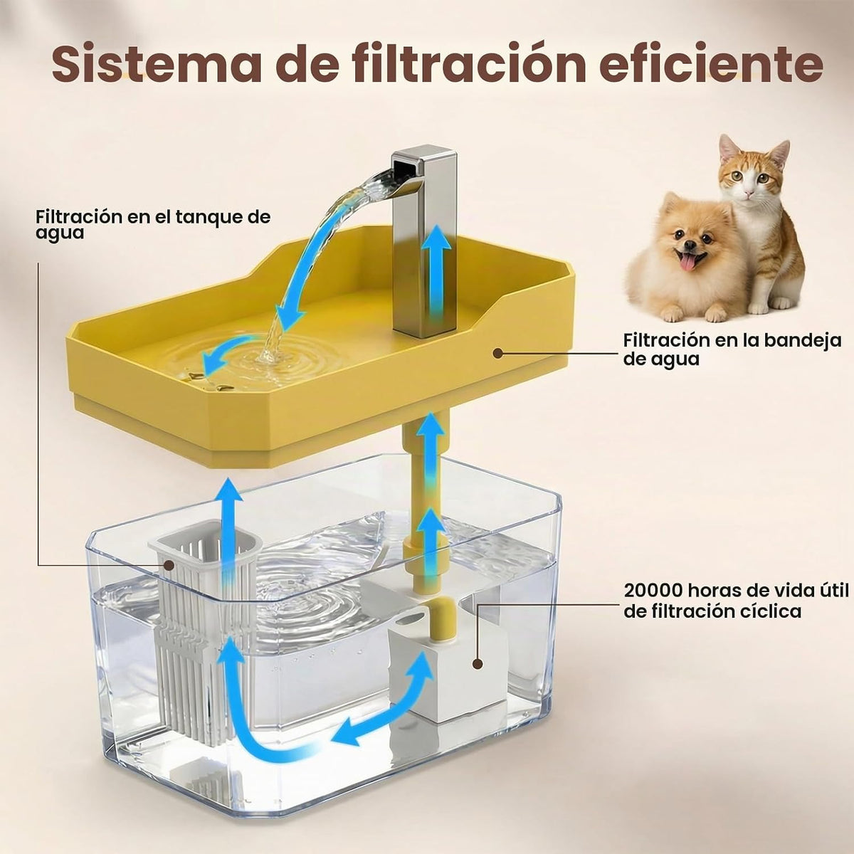 Fuente de agua linda para gatos pequeños de 1.5 L, dispensador de a...