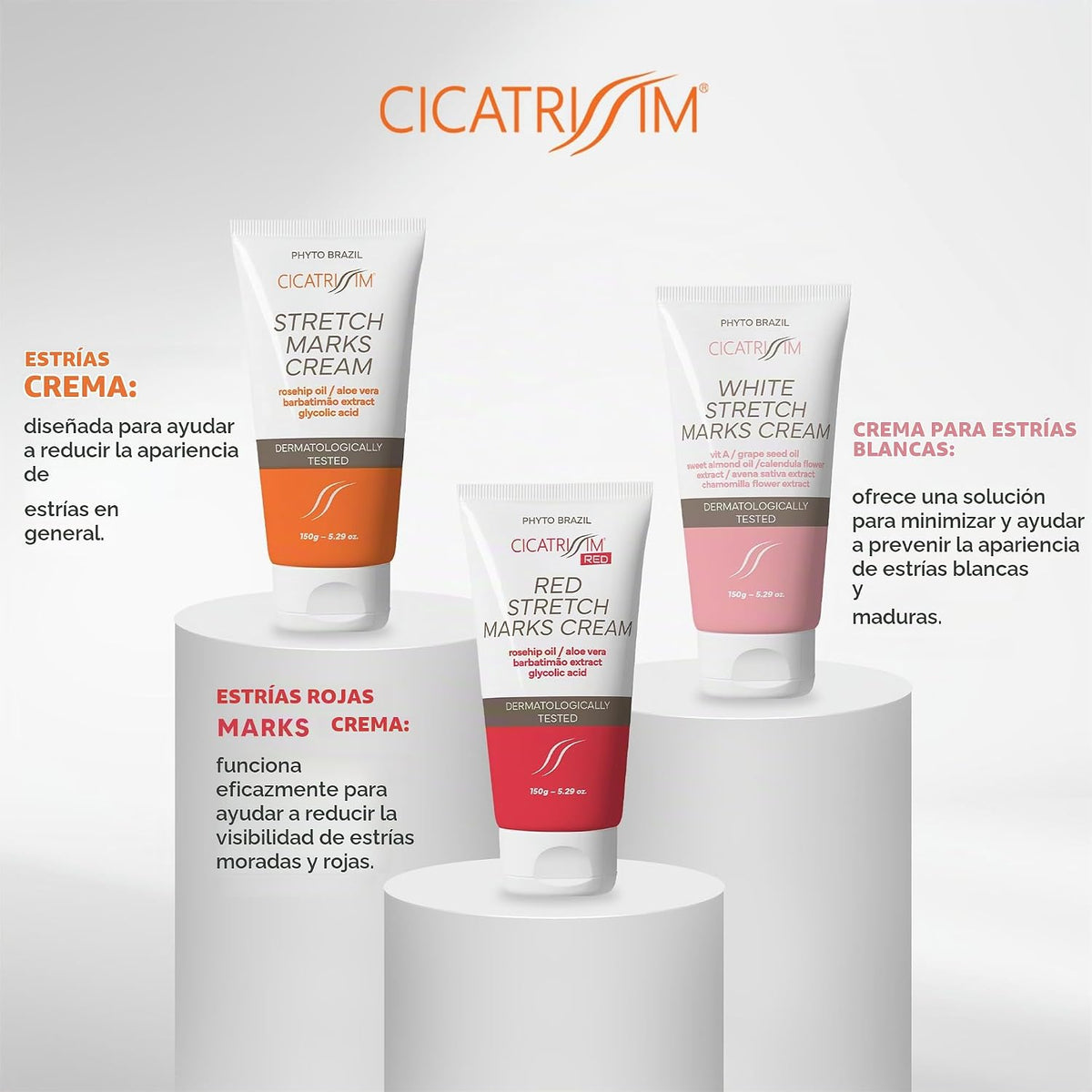 Crema de estrías dirigida Cicatrissim para estrías blancas, 5.3 onz...