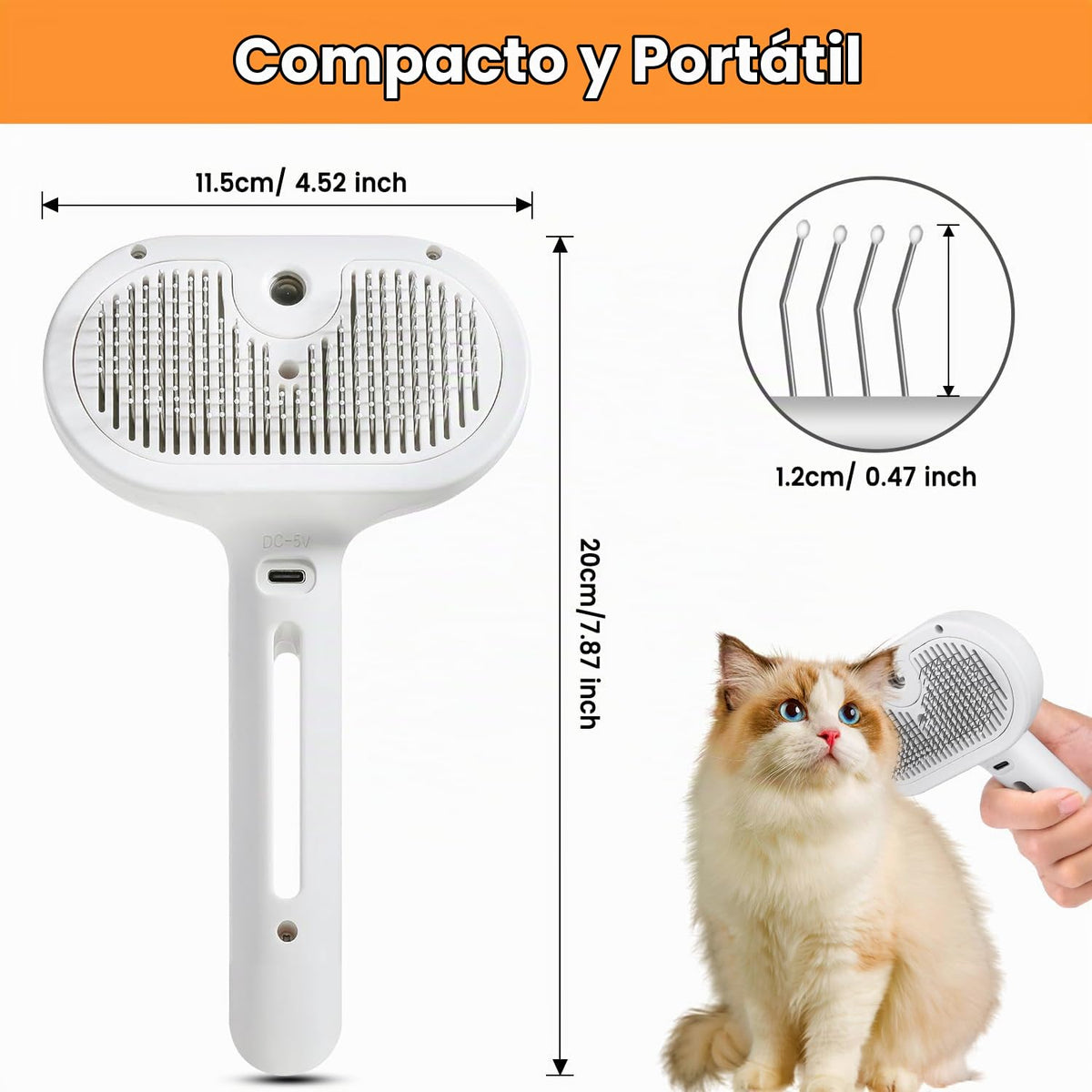 Cepillo de vapor para gatos 3 en 1, cepillo de vapor para mascotas...