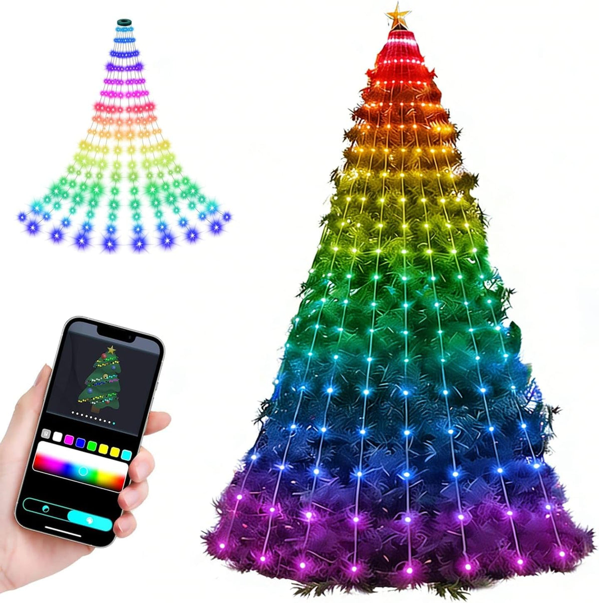 Luces inteligentes para árbol de Navidad, línea colgante de 6.5 pie...