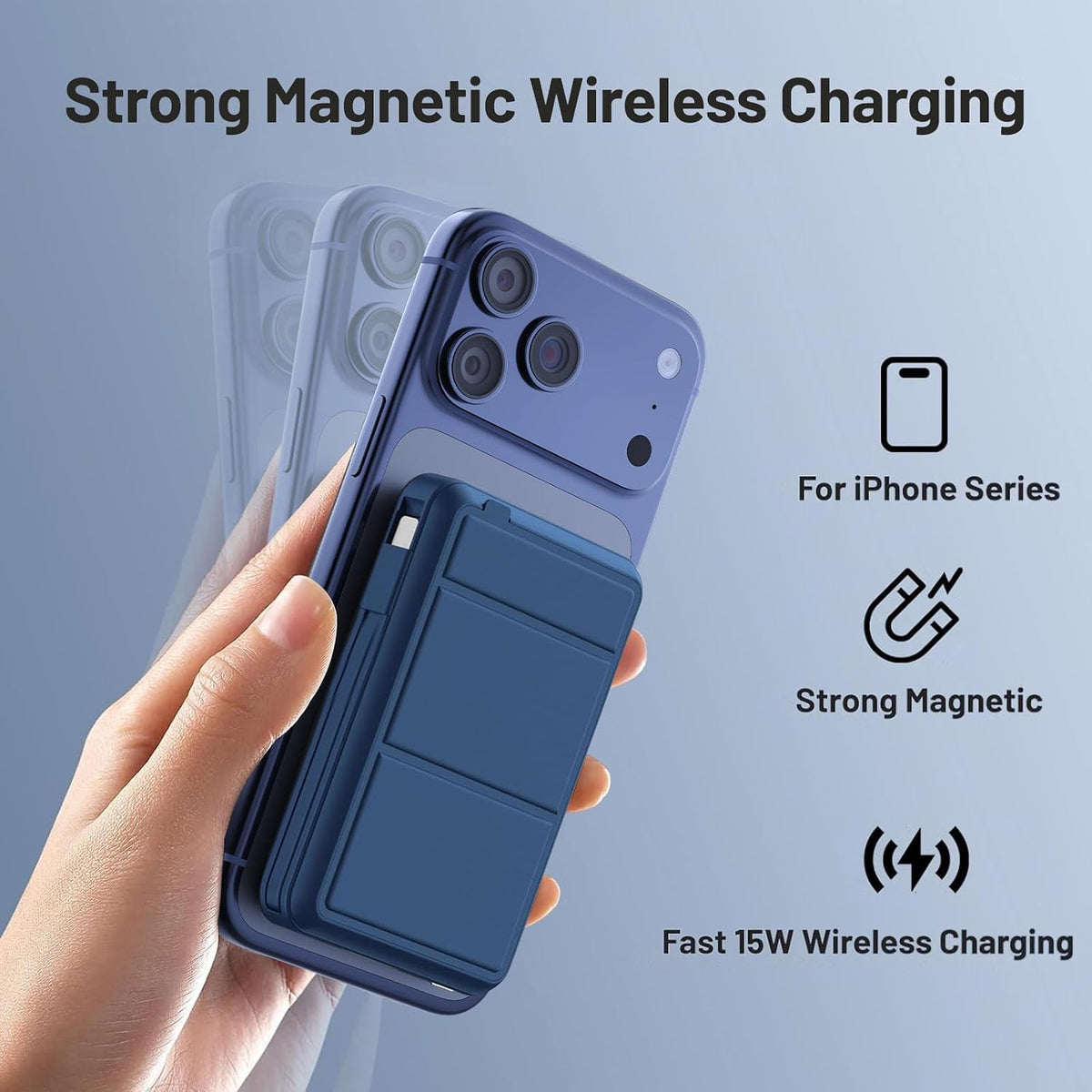 Azmuth para cargador portátil MagSafe, banco de energía magnético d...