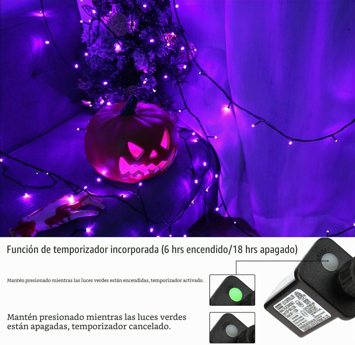Luces LED Brizled de Halloween para interiores y exteriores, cadena...