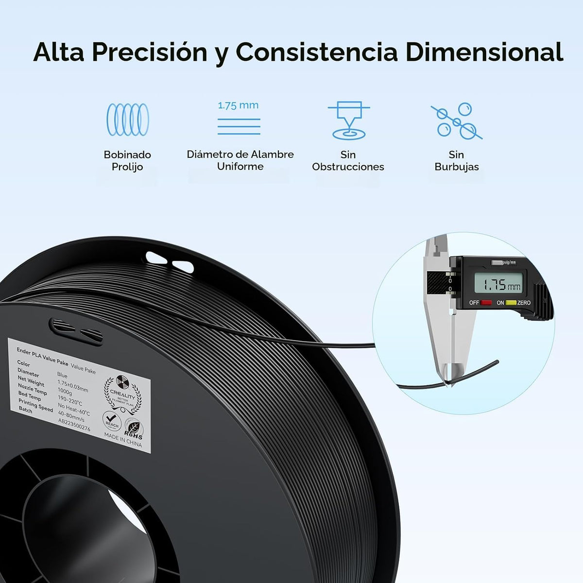 Creality Filamento para Impresora 3D, Filamento PLA 1.75mm Paquete...