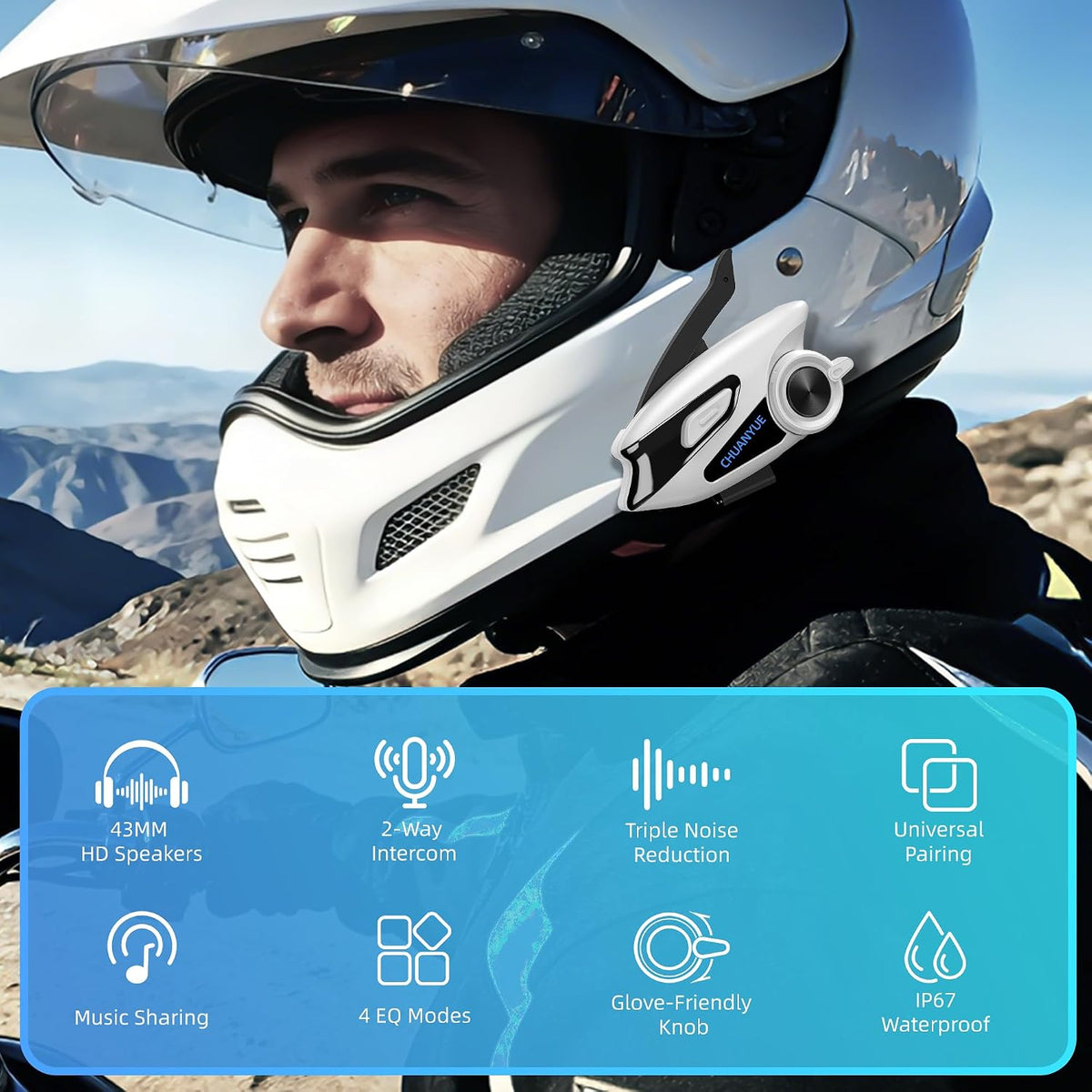 Auriculares Bluetooth para casco de motocicleta, altavoces de casco...