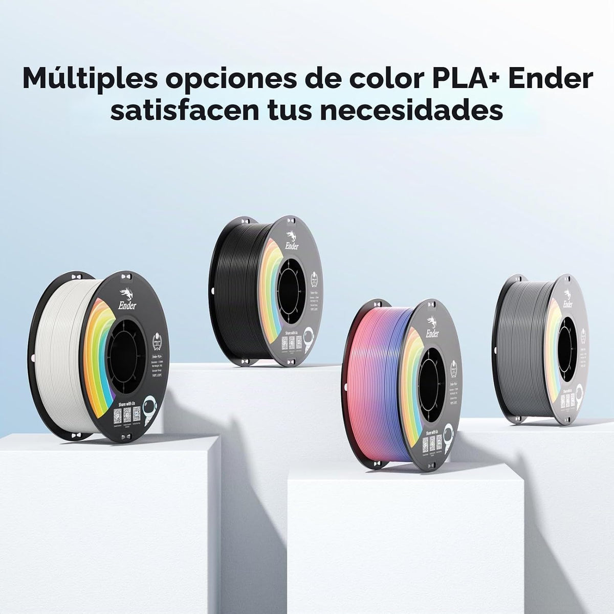 Creality Filamento de impresora 3D PLA+, 2 arcoíris, 2 unidades, bl...