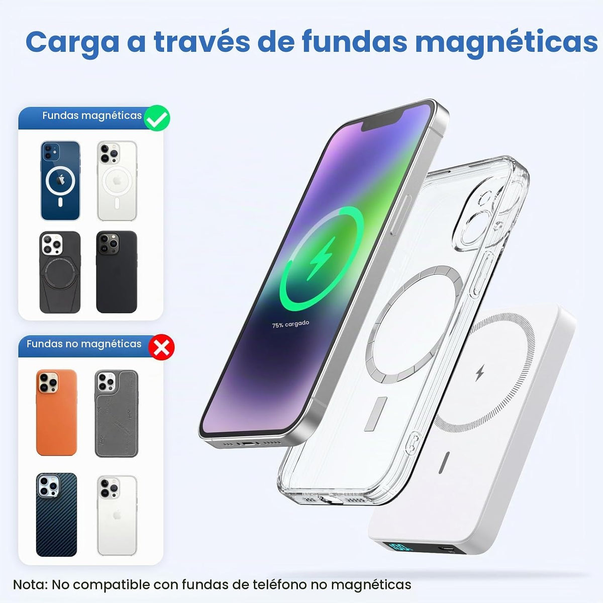 Cargador portátil magnético de 10800 mAh para batería Magsafe, banc...