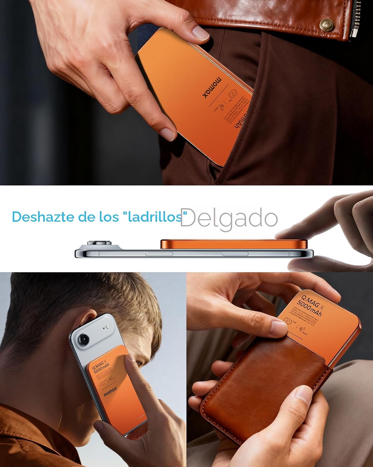 MOMAX Banco de energía magnético de 5000 mAh, ultra delgado de 0.3...