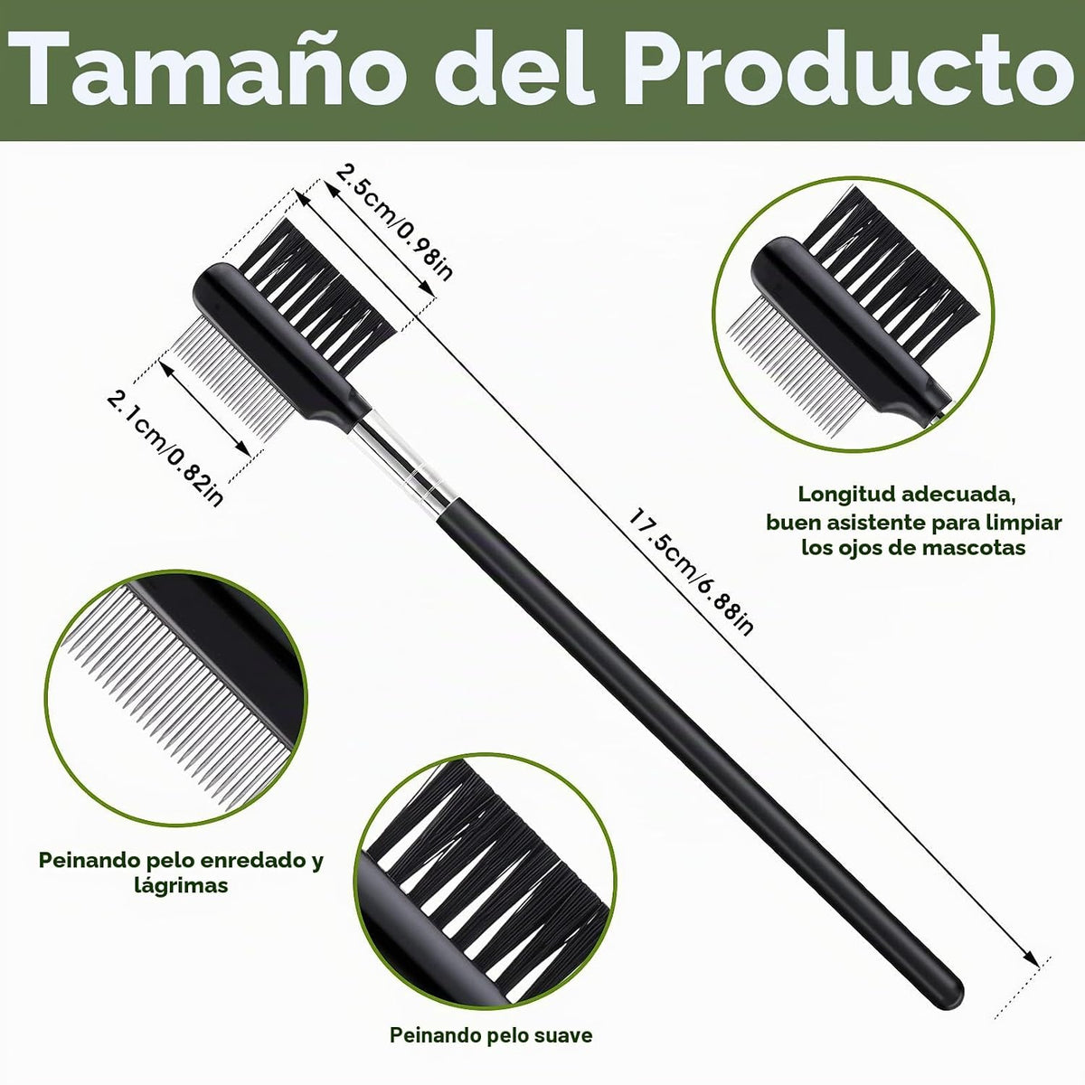 cobee Peine de aseo de metal de doble cabeza para perros, cachorros...