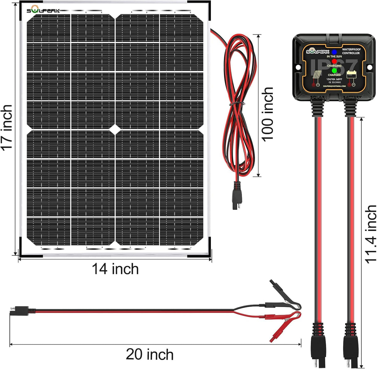 SOLPERK 30 W Cargador de batería solar + Mantenedor de batería sola...