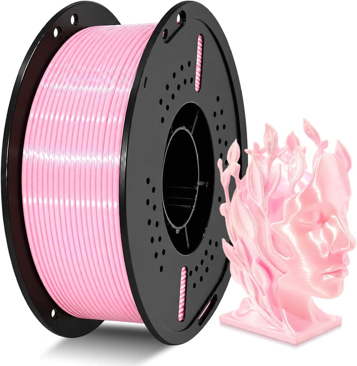 Filamento de impresora 3D de seda rosa y blanco de 0.07 in, 2.2 lbs...