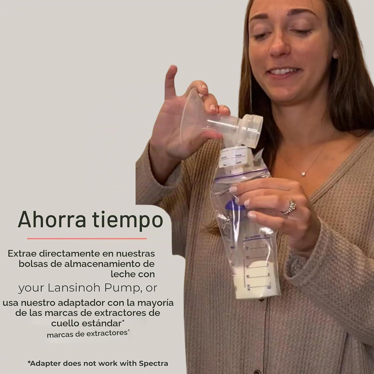 Bolsas de almacenamiento de leche materna Lansinoh con 2 adaptadore...