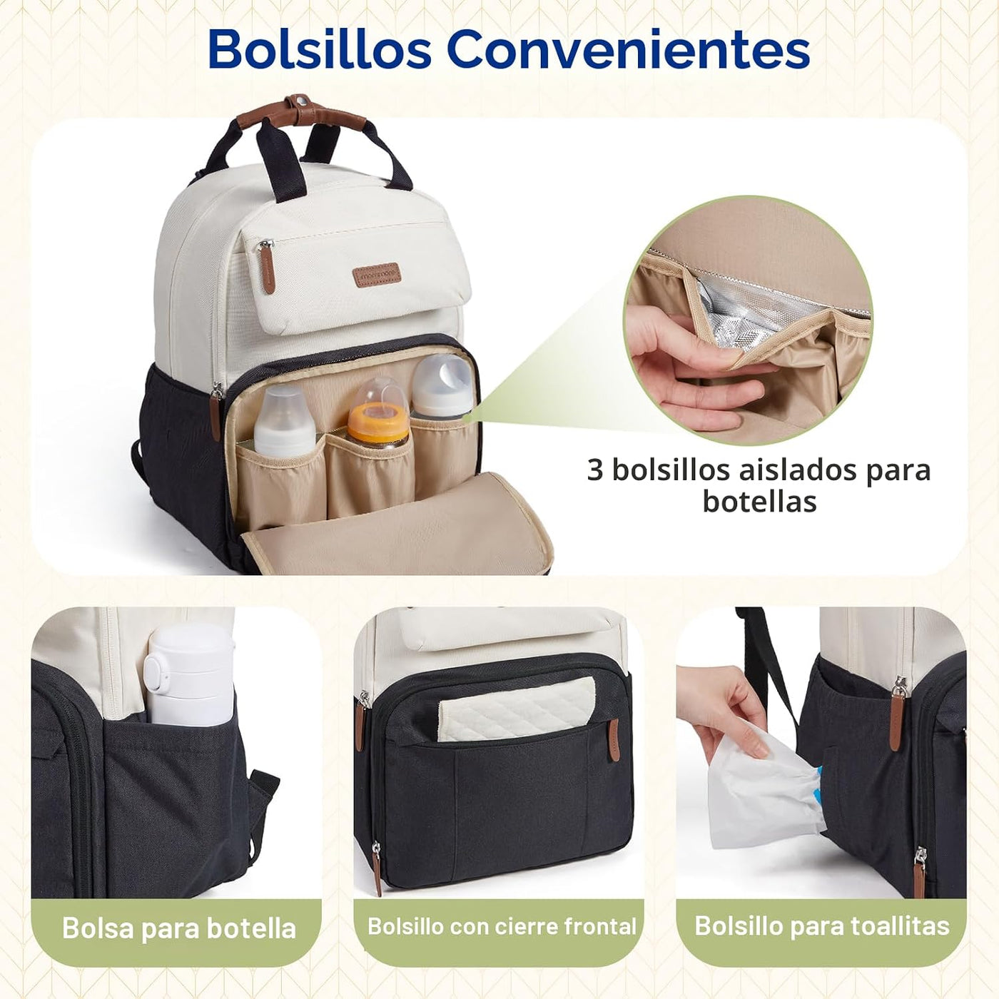 Mommore Mochila para pañales, bolsa de pañales extra grande para 2...