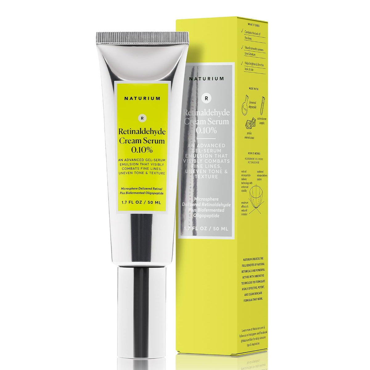 Naturium Suero en crema de retinaldehído 0.10%, cara, cuello y pech...