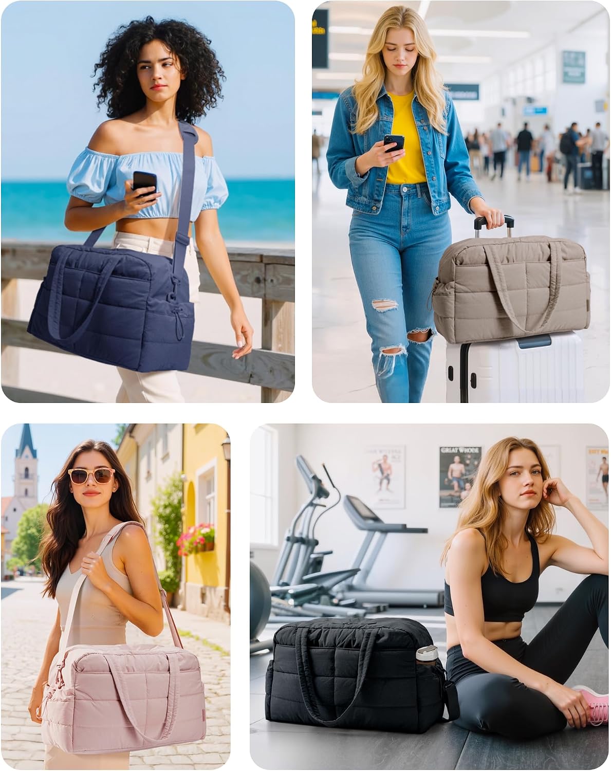 Bolsa de gimnasio BAGSMART para mujer, bolsa de lona de viaje liger...