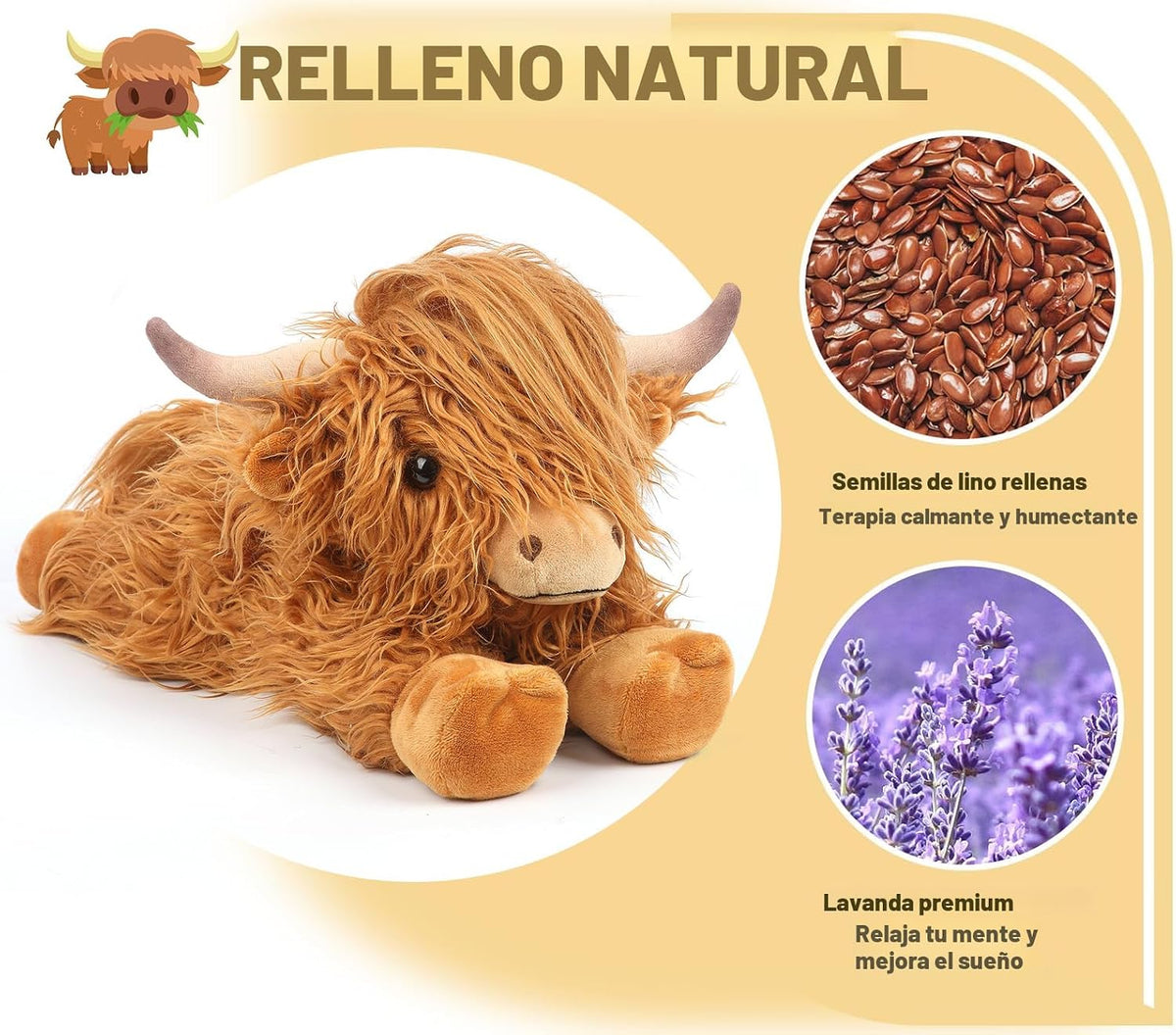 Highland Cow - Animales de peluche para microondas, almohadilla tér...