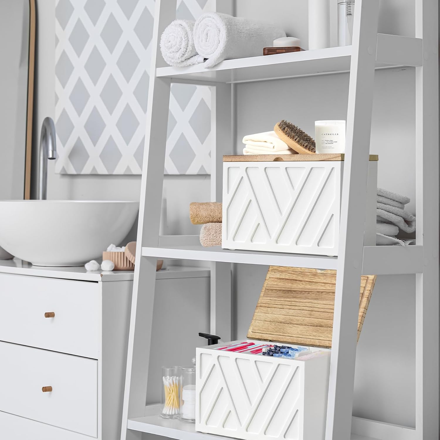 2 piezas de soporte para tampones blanco para decoración de baño, o...