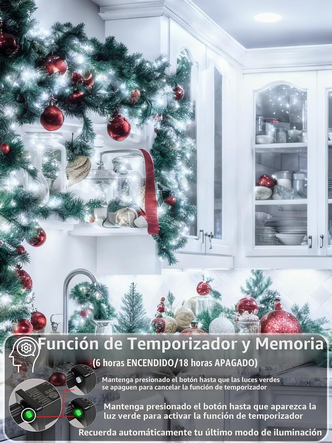 Guirnalda de luces navideñas extensibles para interiores y exterior...